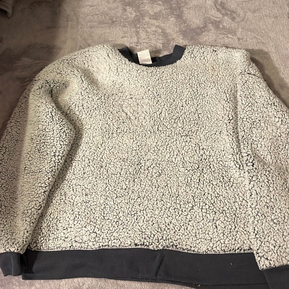 grey fuzzy sweater